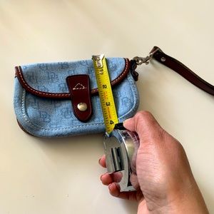 Dooney & Bourke denim and leather trim wristlet